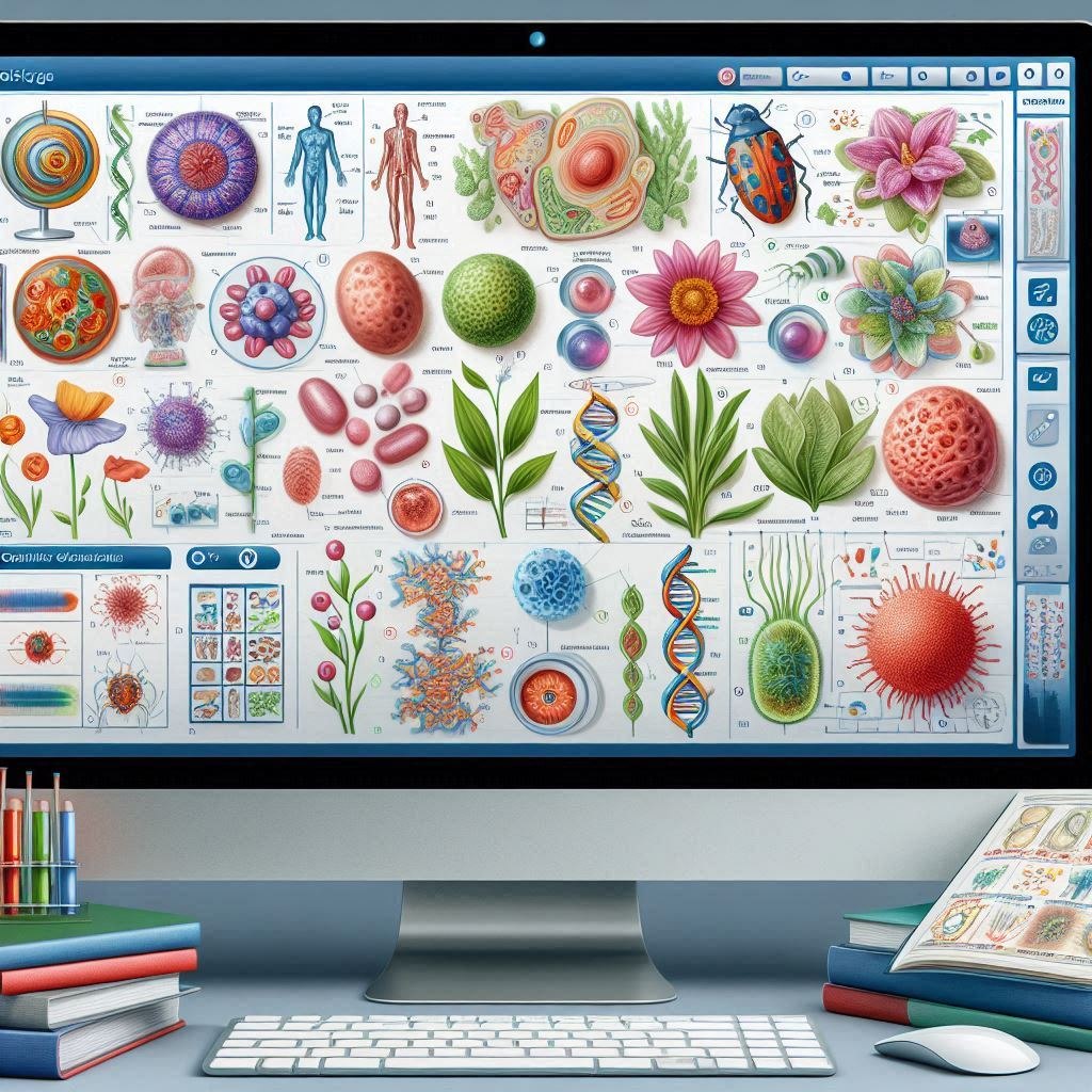 Biology learning board and illustrations